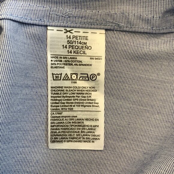 BANANA REPUBLIC Riley Tailored Fit Shirt Sleeveless Size14P - Picture 8 of 9